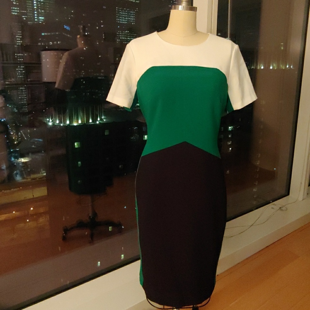 Ann Klein Color Block Knee Lenth Dress